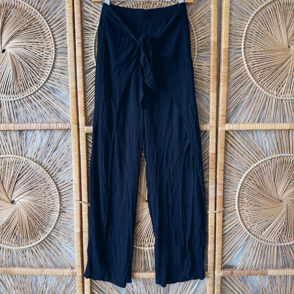 Black Kona Sol Beach Coverup Women's Wide-Leg Pants SZ M